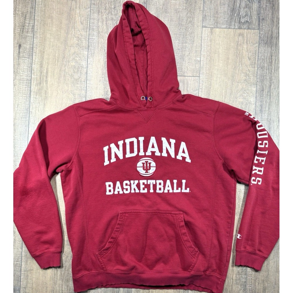 Champion Indiana University IU Hooded Sweatshirt Hoodie Mens Size L NCAA Crimson